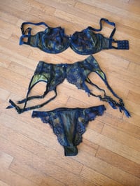 Image 2 of black and green lingerie