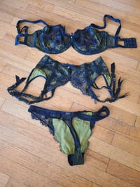 Image 3 of black and green lingerie