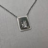  Sterling Silver Heron and Muskrat Among Cattails Rectangle Necklace