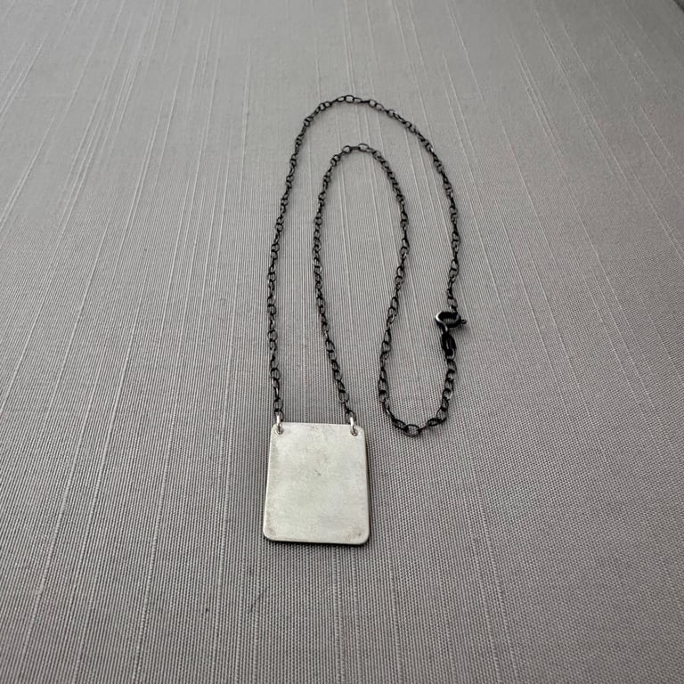 Sterling Silver Heron and Muskrat Among Cattails Rectangle Necklace Image 5