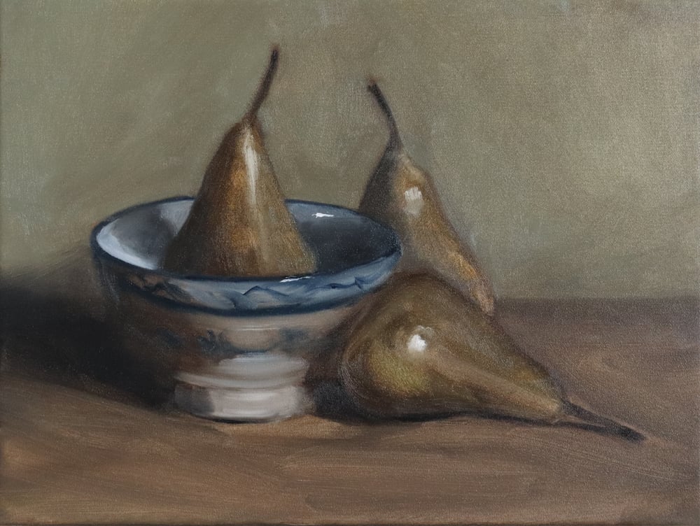 Image of Trois poires beurré bosc et bol