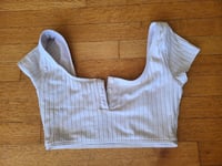 Image 2 of tight white button top