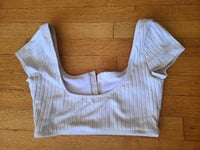 Image 3 of tight white button top