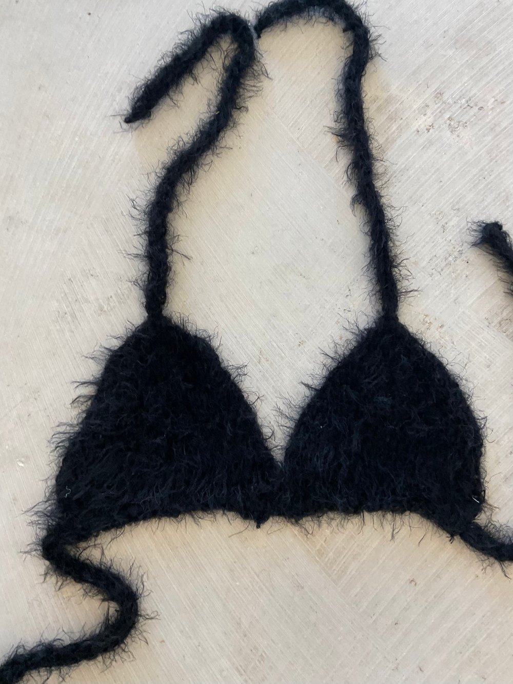 Black knitted bikini top