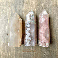 Image 2 of Flower Agate Crystal Tower, Pink Stone for Manifestation, Healing, Root & Heart Chakra Energy