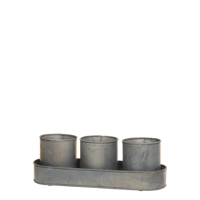Image 3 of Set de 3 pots en zinc sur plateau