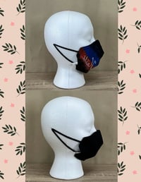 Image 4 of HAITI black jersey fabric custom painted 3 layer reversible face mask