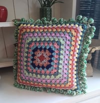 Image 1 of Happy Scrappy Bobble Granny Square Cushion