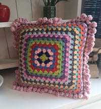 Image 2 of Happy Scrappy Cushion Granny Square Bobble Border