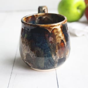 Image of Handmade Mug with Dripping Brown and Toasted Marshmallow Glaze, Made in USA