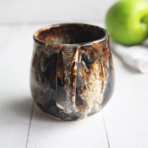 Image of Handmade Mug with Dripping Brown and Toasted Marshmallow Glaze, Made in USA