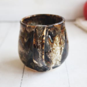 Image of Handmade Mug with Dripping Brown and Toasted Marshmallow Glaze, Made in USA