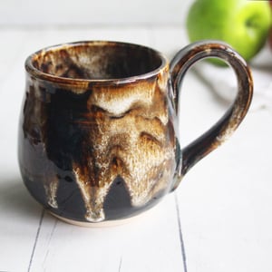 Image of Handmade Mug with Dripping Brown and Toasted Marshmallow Glaze, Made in USA