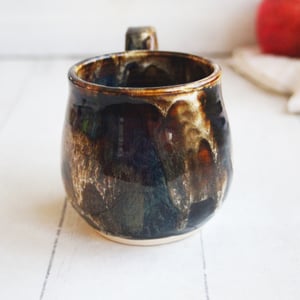 Image of Handmade Mug with Dripping Brown and Toasted Marshmallow Glaze, Made in USA