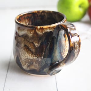 Image of Handmade Mug with Dripping Brown and Toasted Marshmallow Glaze, Made in USA
