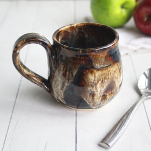 Image of Handmade Mug with Dripping Brown and Toasted Marshmallow Glaze, Made in USA