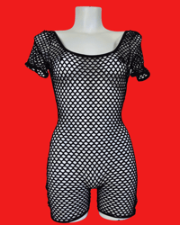 Image 1 of The VILMA backless bodysuit in black fishnet