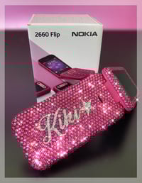 Image 4 of Rose Pink Crystal Embellished Nokia 2660 Flip Phone