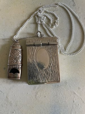 Image of Necklace  with vintage Sterling silver vesta box & working whistle 