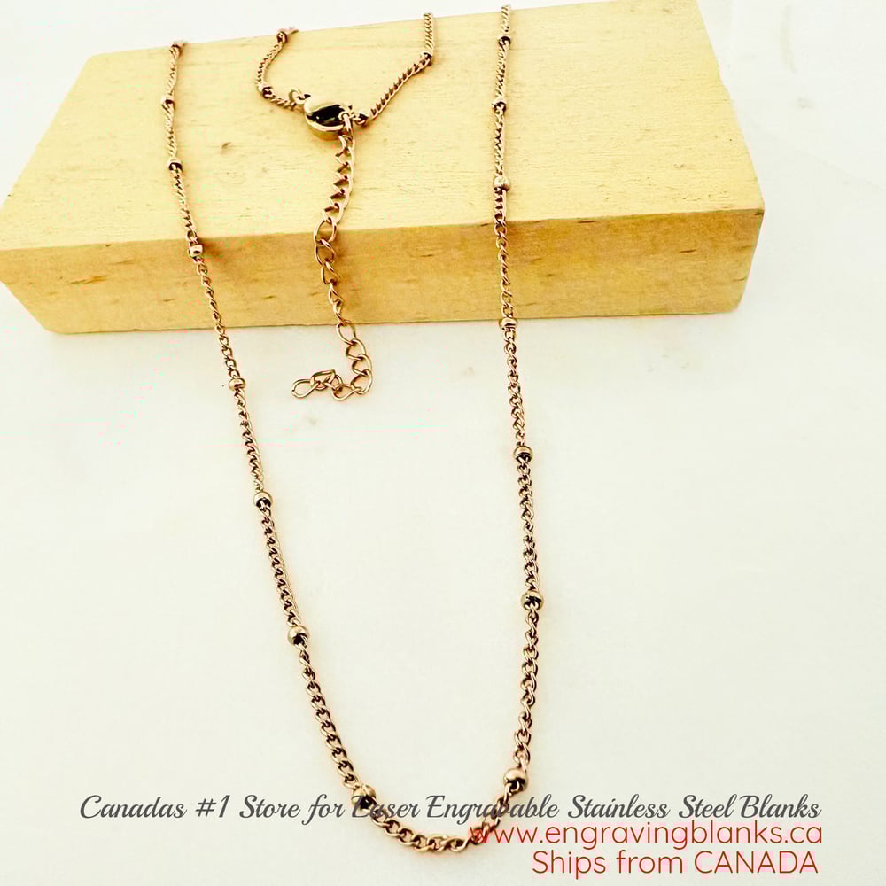 Image of Sideways Bead Chain in Rose Gold tone. Pack of 4 Chains