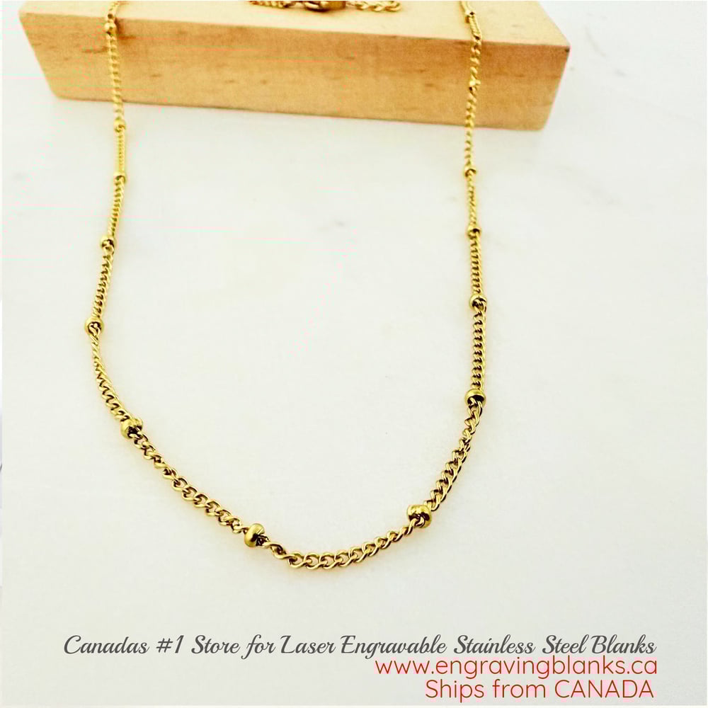 Image of Sideways Bead Chain in Gold tone. Pack of 4 Chains