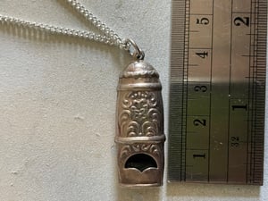 Image of Necklace  with vintage Sterling silver vesta box & working whistle 