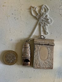 Image 8 of Necklace  with vintage Sterling silver vesta box & working whistle 