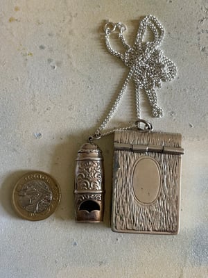 Image of Necklace  with vintage Sterling silver vesta box & working whistle 
