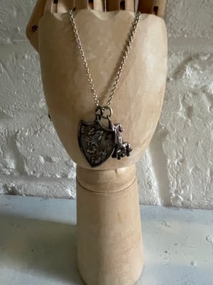 Image of Vintage silver charm necklace sheild & leopard 