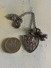 Image 3 of Vintage silver charm necklace sheild & leopard 