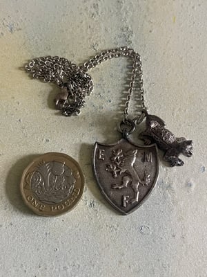Image of Vintage silver charm necklace sheild & leopard 
