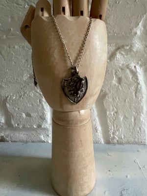 Image of Vintage silver charm necklace sheild & leopard 