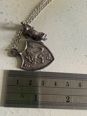 Image of Vintage silver charm necklace sheild & leopard 