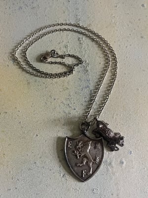 Image of Vintage silver charm necklace sheild & leopard 