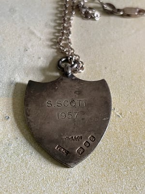 Image of Vintage silver charm necklace sheild & leopard 