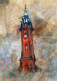 Image 2 of Ruchill Hospital Water Tower - Soft Pastels, Pencil, Charcoal and Pen on Card 