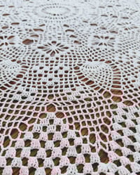 Image 3 of Vintage Crochet Table Cloth (69")