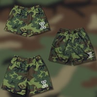 Image 1 of Woodland Camo X Shorts