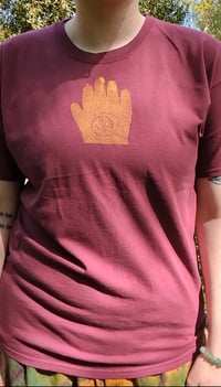 Image 1 of Touch of gold tee - burgundy 