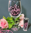 Gemini Zodiac Drinkware Set Pretty In Pink