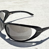Image 4 of Prada Sport Black Oval Wrap Sunglasses