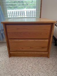 Image 1 of 43- Oak Side Table with Drawers
