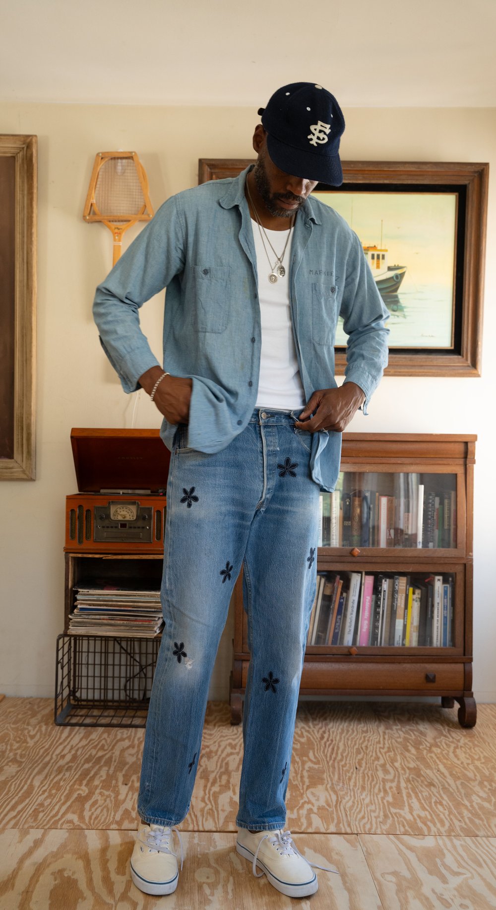 Image of Denim floral jeans 