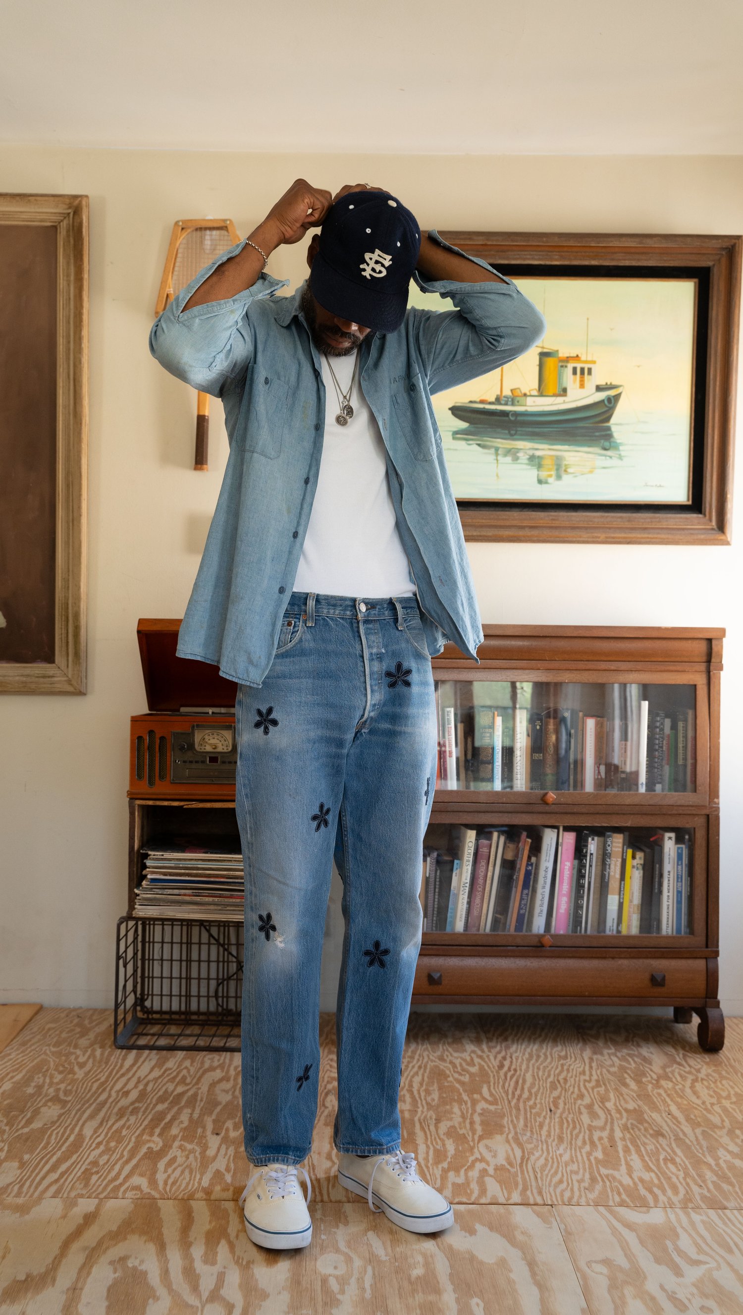 Image of Denim floral jeans 