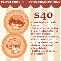 Image 1 of Custom Plush Cookie Button Commissions