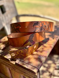 Image 1 of Original Tom Fugle Pheasant and Lillies Leather Belt