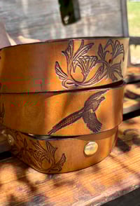 Image 2 of Original Tom Fugle Pheasant and Lillies Leather Belt