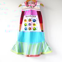 Image 3 of thailand elephants elefants 6/7 courtneycourtney twirly twirl tank sleeveless dress rainbow stripe