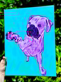 Image 1 of Purple Boxer Pawing Teal