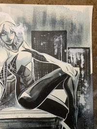 Image 2 of Spider-Gwen Rooftop Reverie – 11x14 Ink Wash Original